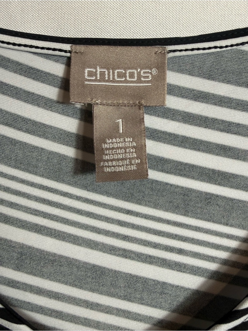 Chico’s Striped Asymmetrical Midi Dress Sleeveless Black White Size 1 US 8 - Picture 4 of 5
